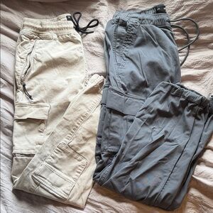 Hollister Beige and Gray Cargo Pants Set